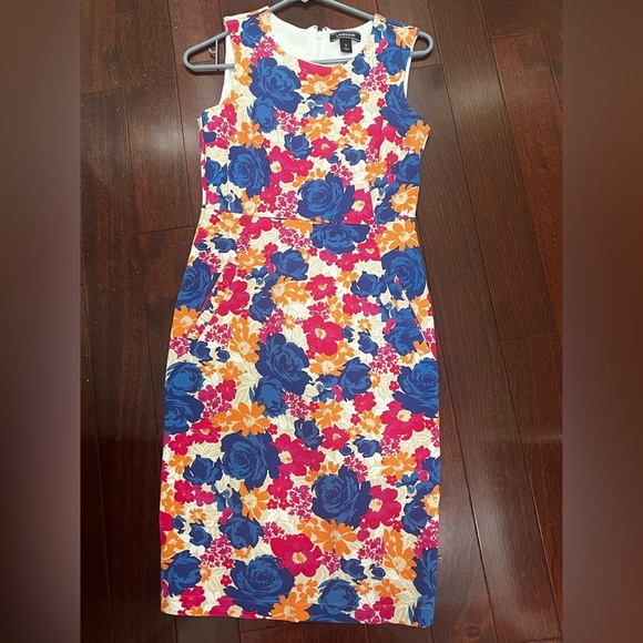 Lands End Floral Sleeveless Dress - Blue, Pink, Orange - Picture 1 of 4
